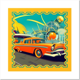 Classic 50's car futuristic Posters and Art